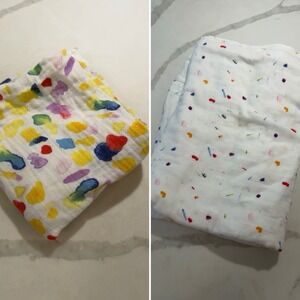 Lovevery Lot Of 2 Peek-A-Boo Organic Cotton Gauze Blankets Rainbow Retired